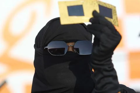 Partial solar eclipse seen from Karachi, Pakistan - 25 Oct 2022 Stock Photos