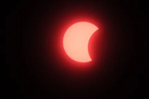 Partial solar eclipse seen from Tegucigalpa, Honduras - 08 Apr 2024 Stock Photos