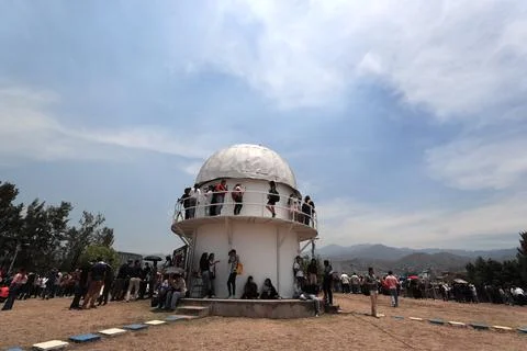 Partial solar eclipse seen from Tegucigalpa, Honduras - 08 Apr 2024 Stock Photos