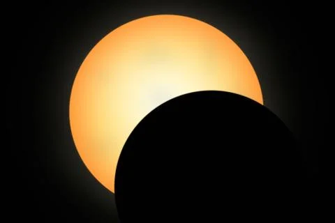 Partial solar eclipse. The silhouette of the moon. Stock Illustration