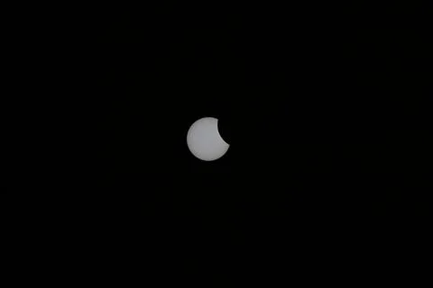 Partial Solar Eclipse in the Sky from Kollund DK in March 2025 Stock Photos