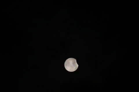 Partial Solar Eclipse in the Sky from Kollund DK in March 2025 Stock Photos