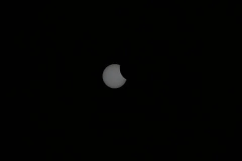 Partial Solar Eclipse in the Sky from Kollund DK in March 2025 Fotos Stock