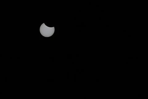 Partial Solar Eclipse in the Sky from Kollund DK in March 2025 Stock Photos