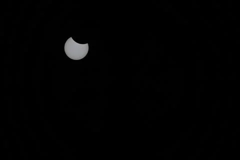Partial Solar Eclipse in the Sky from Kollund DK in March 2025 Stock Photos
