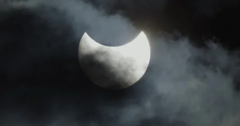 Partial solar eclipse - slow motion Stock Footage 254306371