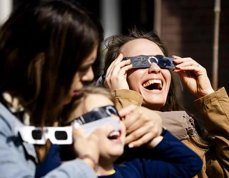 Partial solar eclipse from Sonnenborgh observatory in Utrecht, Netherlands - 29  Stock Photos