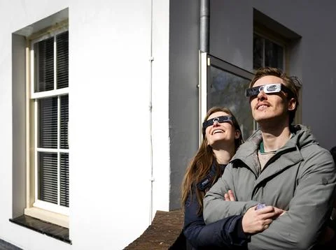 Partial solar eclipse from Sonnenborgh observatory in Utrecht, Netherlands - 29  Stock Photos