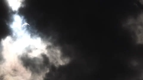 Partial Solar Eclipse Sun Moving in and out of Dark Clouds Stock Footage 271317280