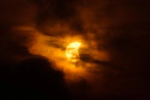 Partial solar eclipse in Thailand Stock Photos