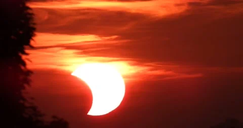 Partial Solar Eclipse Time Lapse Stock Footage 155523629