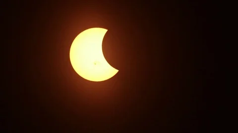 Partial Solar Eclipse Timelapse in Minneapolis Stock Footage 83366040