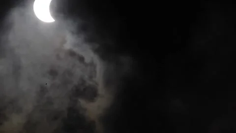 Partial solar eclipse in tropical country Stock Footage 239712732