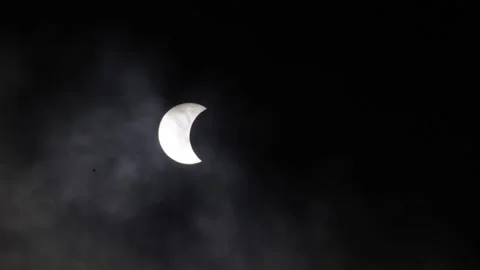 Partial solar eclipse in tropical country Stock Footage 239712772