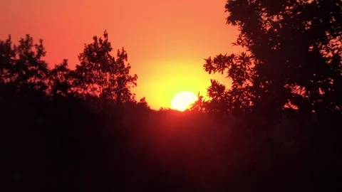 Partial Solar Eclipse Viewed From Mountaintop at Golden Sunset Stock Footage 343845474