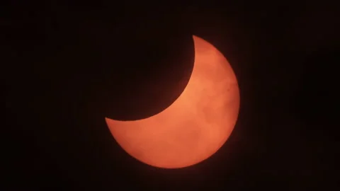 Partial Solar Eclipse When Sun Rise in Europe October 25, 2022. Stock Footage 220052654