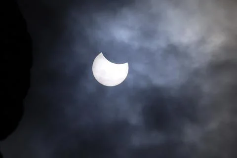 Partial solar eclipse in Zaragoza, Spain - 29 Mar 2025 Stock Photos