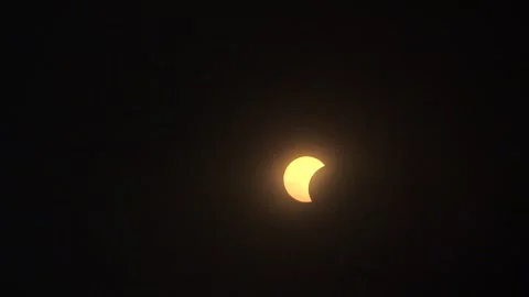 Partial Solor Eclipse Seen Through Clouds April 8 2024 -01 Stock Footage 271444365