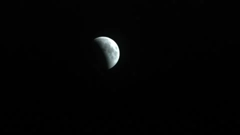 Partial time-lapse of Lunar eclipse in beginning stages Stock Footage 138695091