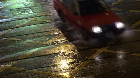 Partial traffic in the rain, Hong Kong Vídeo Stock 3896780