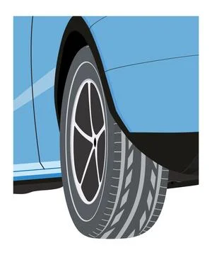 Partial view of the car from behind. Focus on the wheel. Vector graphics Stock Illustration
