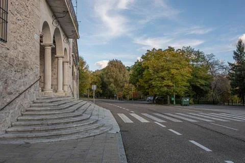 Partial view of the facade of the sanctuary of the virgin of the henar. Cuell Stock Photos