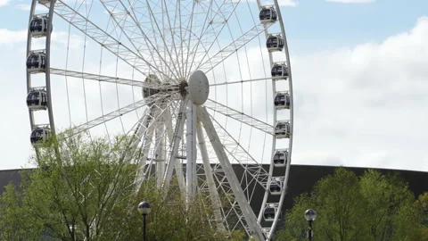 Partial view of Ferris wheel of Liverpool in motion. Stock Footage 304886486