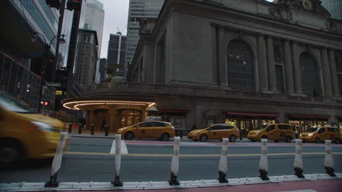 Partial view of grand central station and nyc traffic of midtown off E 42nd st Stock Footage 251199294