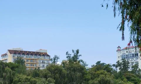 Partial View of Hotels in a Park in the Philippines Stock Photos