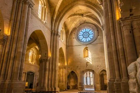 Partial view of the interior of La Seu Vella cathedral. lleida spain Stock Photos