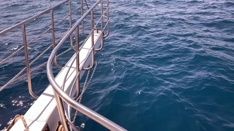 Partial view of motor boat moving on the sea. Stock Footage 201298424