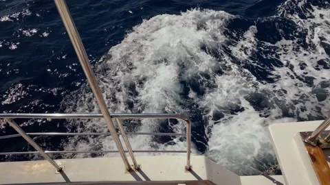 Partial view of motor boat moving on the sea. Stock Footage 201298885