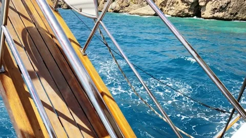 Partial view of motor boat moving on the sea. Stock Footage 201428189