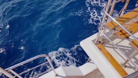 Partial view of motor boat moving on the sea. Yachting  and cruise Stock Footage 201685455