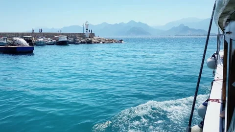 Partial view of motor boat moving on the sea. Yachting  and cruise concept. Stock Footage 209281823