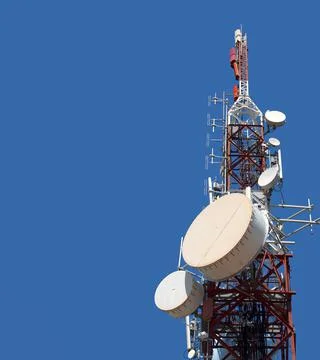 Partial view of a multi communications signal repeater antenna Stock Photos