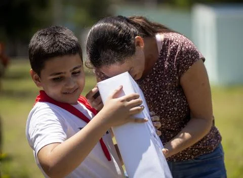 Partial view of the solar eclipse in Havana, Cuba - 08 Apr 2024 Stock Photos