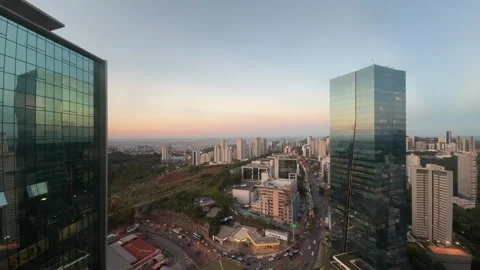 Partial view of the Vila da Serra neighborhood with commercial buildings Stock Footage 260716418