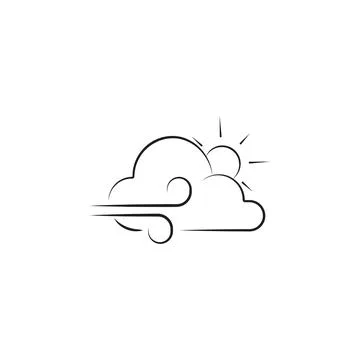 Partial-wind sign with the sun icon. Elements of weather signs icon. Premium Illustrazione stock