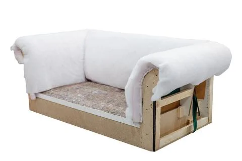 Partially Assembled Sofa Frame with Padding Stock Photos