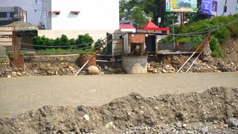 Partially built structures damaged by earthquake in India Stock Footage 321039726