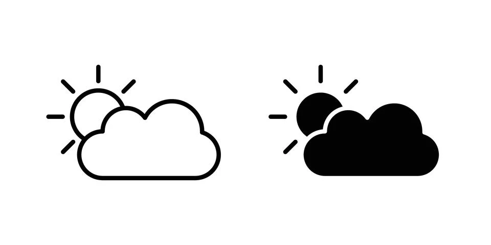 Partially cloudy icon illustration. Pixel perfect vector graphics イラスト素材