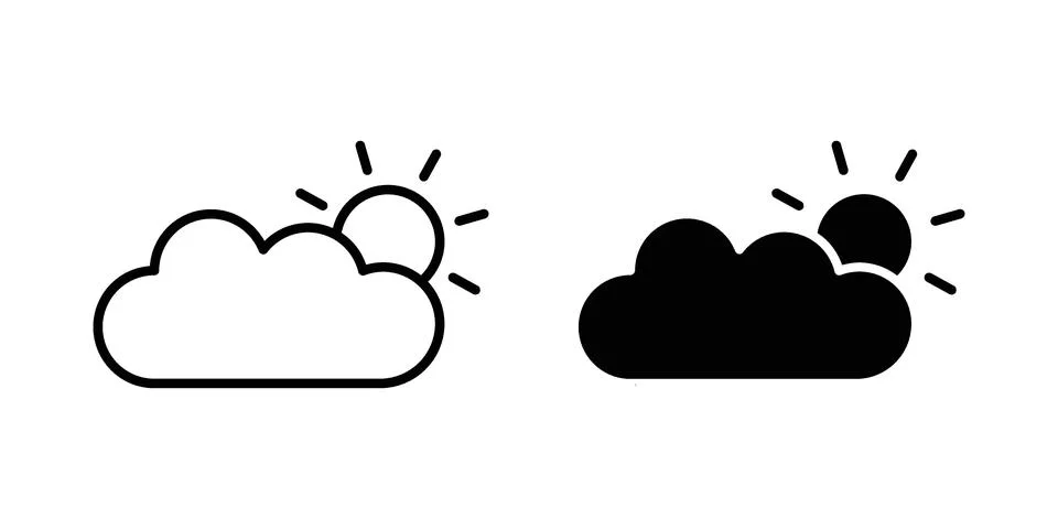 Partially cloudy icon or illustration vector symbols Stock Illustration