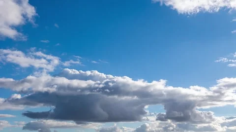 Partially cloudy sky timelapse. Fast moving clouds on blue heaven. Stock Footage 346585822