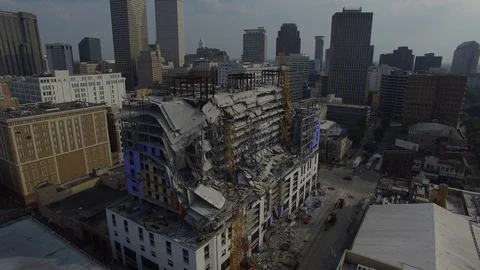 Partially Collapsed Hard Rock Hotel New Orleans 5 Stock Footage 128087125
