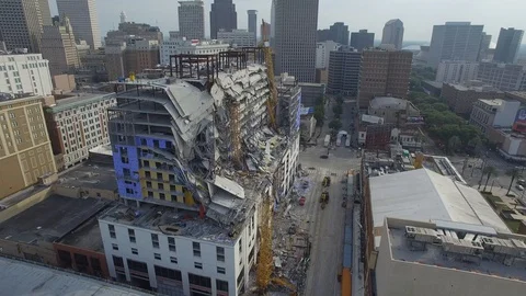 Partially Collapsed Hard Rock Hotel New Orleans 4 Stock Footage 128087148
