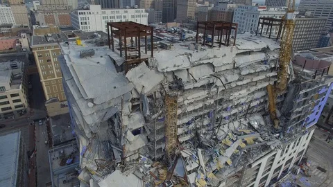 Partially Collapsed Hard Rock Hotel New Orleans 1 Stock Footage 128087533