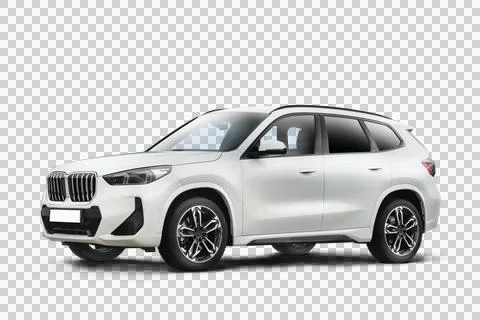 Partially front and left angled shot of a modern suv car on a transparent b.. Stock Illustration