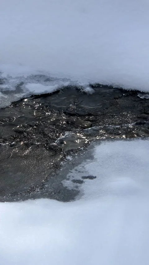 Partially frozen running stream Stock Footage 166873879
