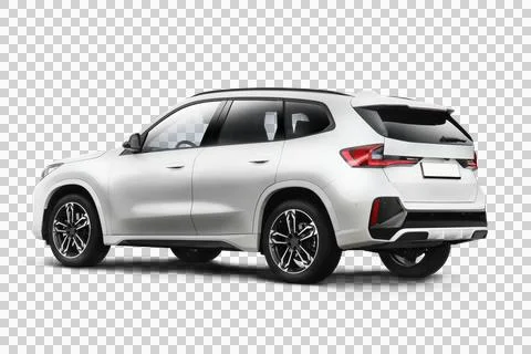Partially left and rear side of a white colored modern SUV car on a transpa.. Stock Illustration